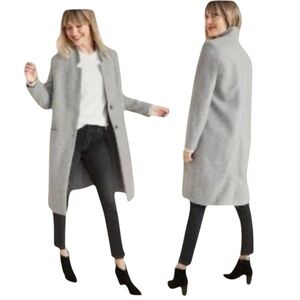 Old Navy Heather Grey Long Jacket Coat Wool Soft Classy Fall Luxe Size Small